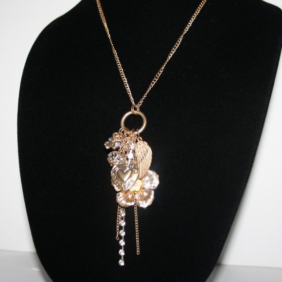 Stunning gold charm necklace 28"